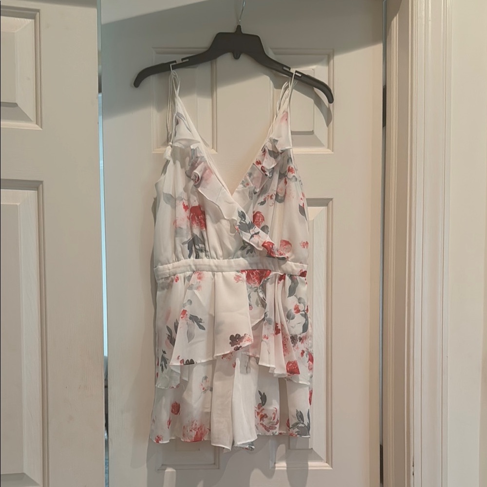 Floral V-Neck Ruffle Women’s Romper